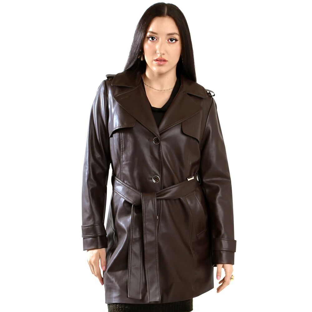 Vince Camuto Faux Leather Jackets for Women Winter, Espresso-L
